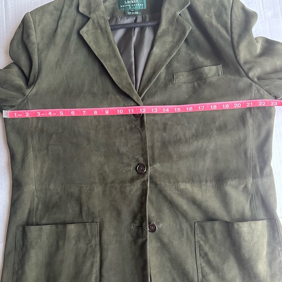 Ralph Lauren Suede Olive Green Women's Blazer Jacket Size 1X - Picture 4 of 6